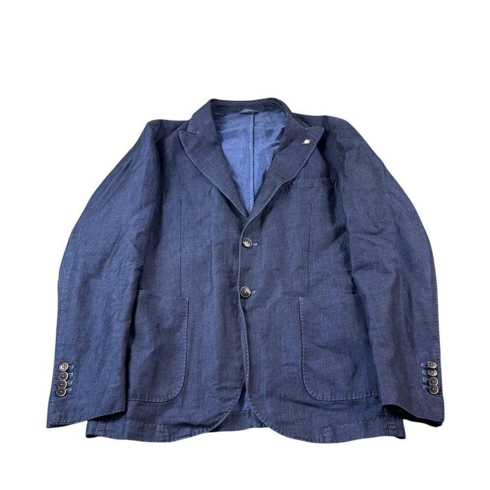 Hackett London Indigo Dyed Unstructured Cotton Linen Mens Current Blazer Sz 42R